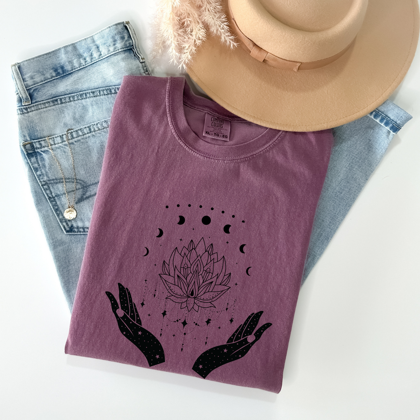 Witchy Lotus & Moon Phases Magical Hands T-Shirt