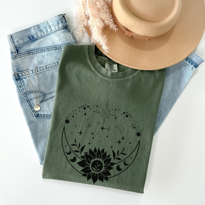 Bohemian Moon and Sunflower T-Shirt