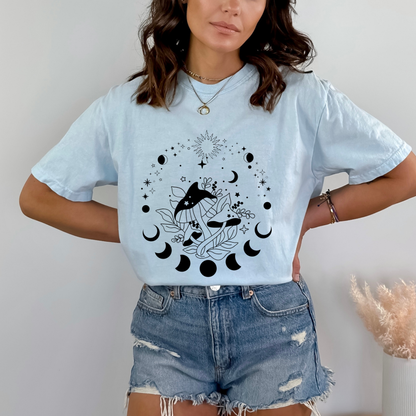 Magic Mushrooms Crescent Moon Phase T-Shirt