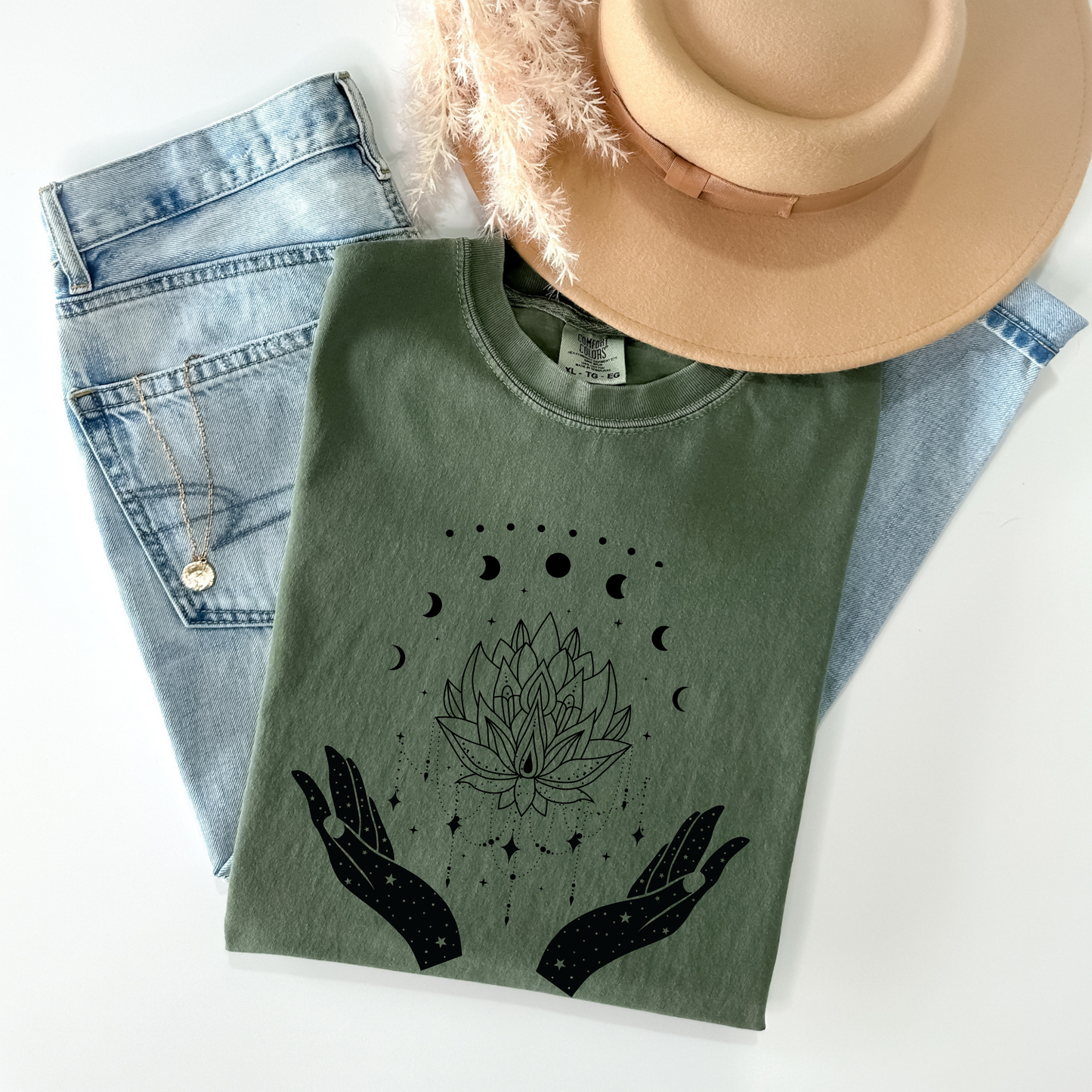 Witchy Lotus & Moon Phases Magical Hands T-Shirt