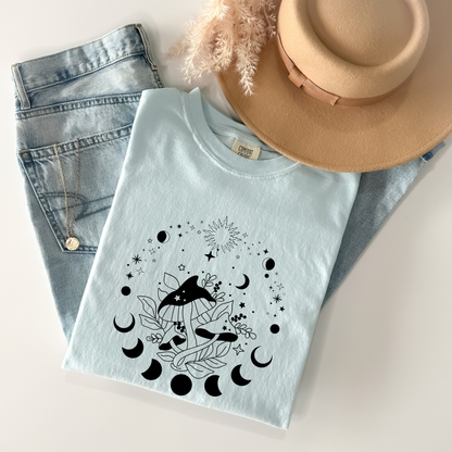 Magic Mushrooms Crescent Moon Phase T-Shirt