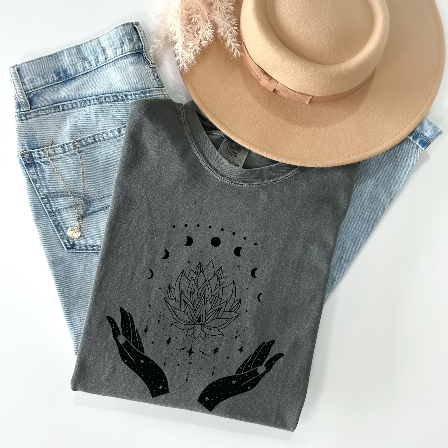 Witchy Lotus & Moon Phases Magical Hands T-Shirt