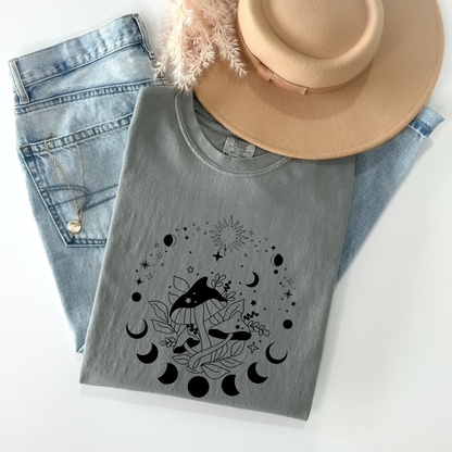 Magic Mushrooms Crescent Moon Phase T-Shirt