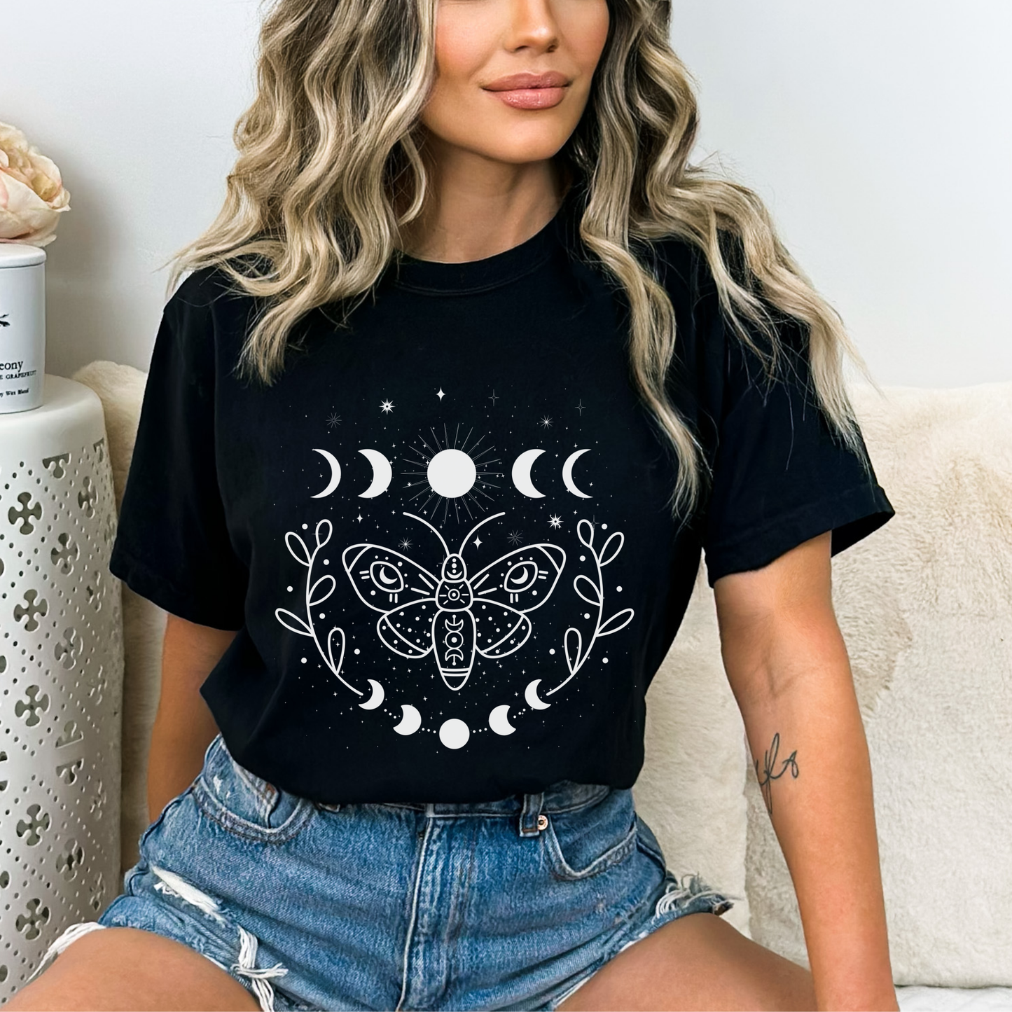 Butterfly Moon Phases Celestial T-Shirt
