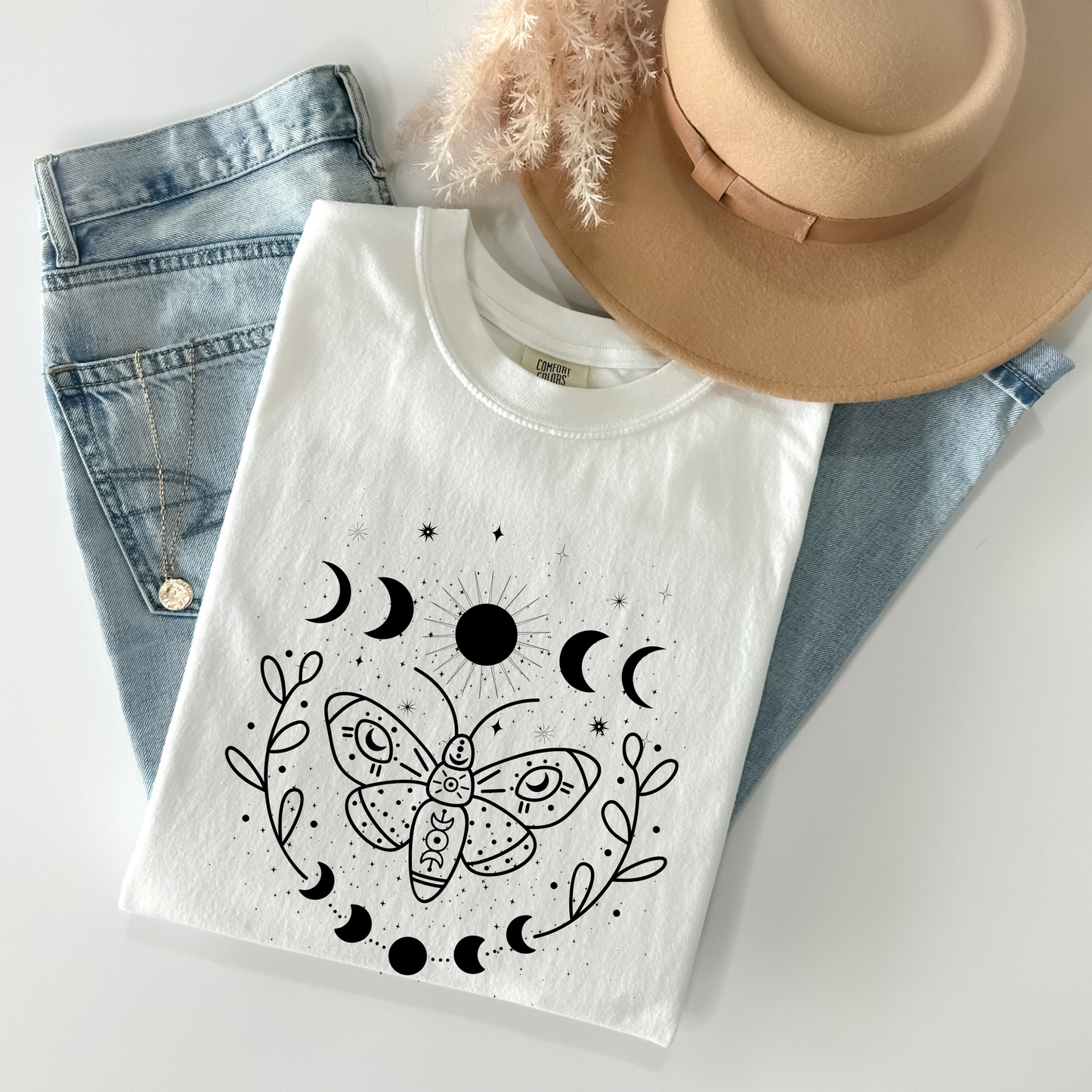 Butterfly Moon Phases Celestial T-Shirt