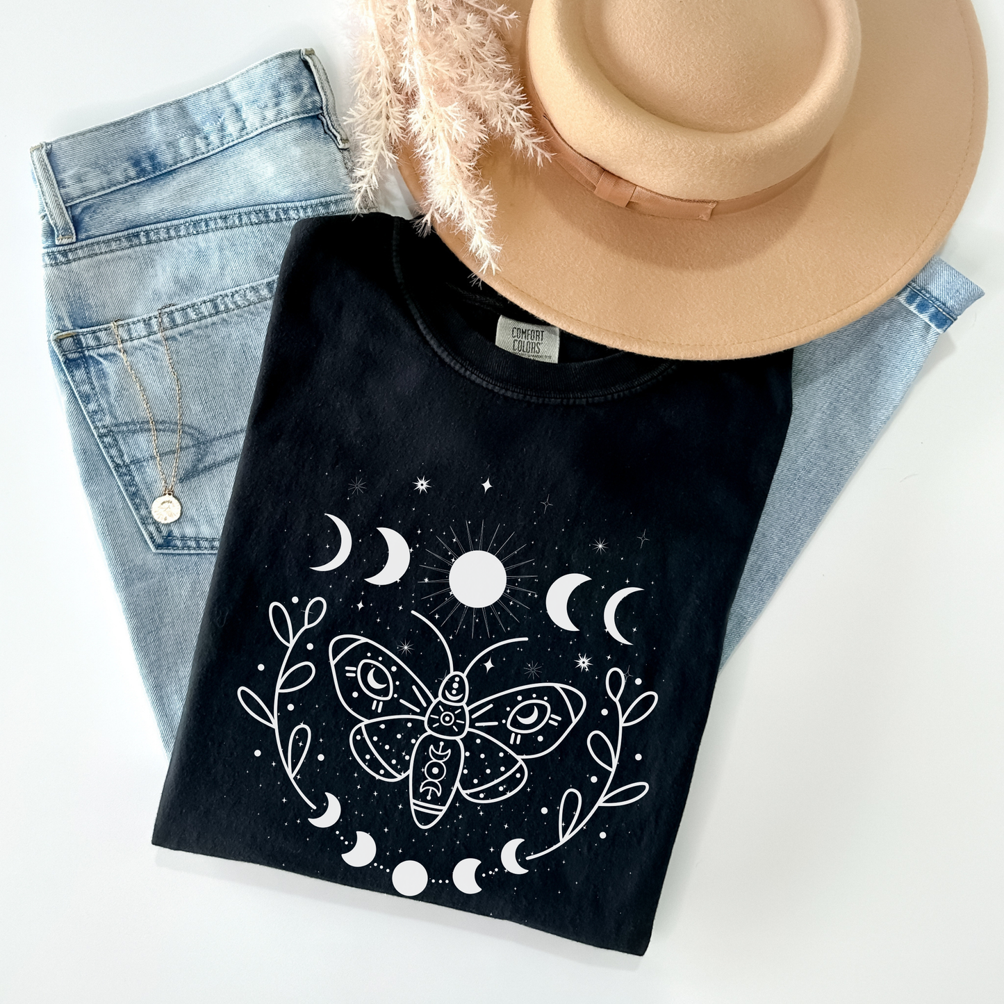 Butterfly Moon Phases Celestial T-Shirt