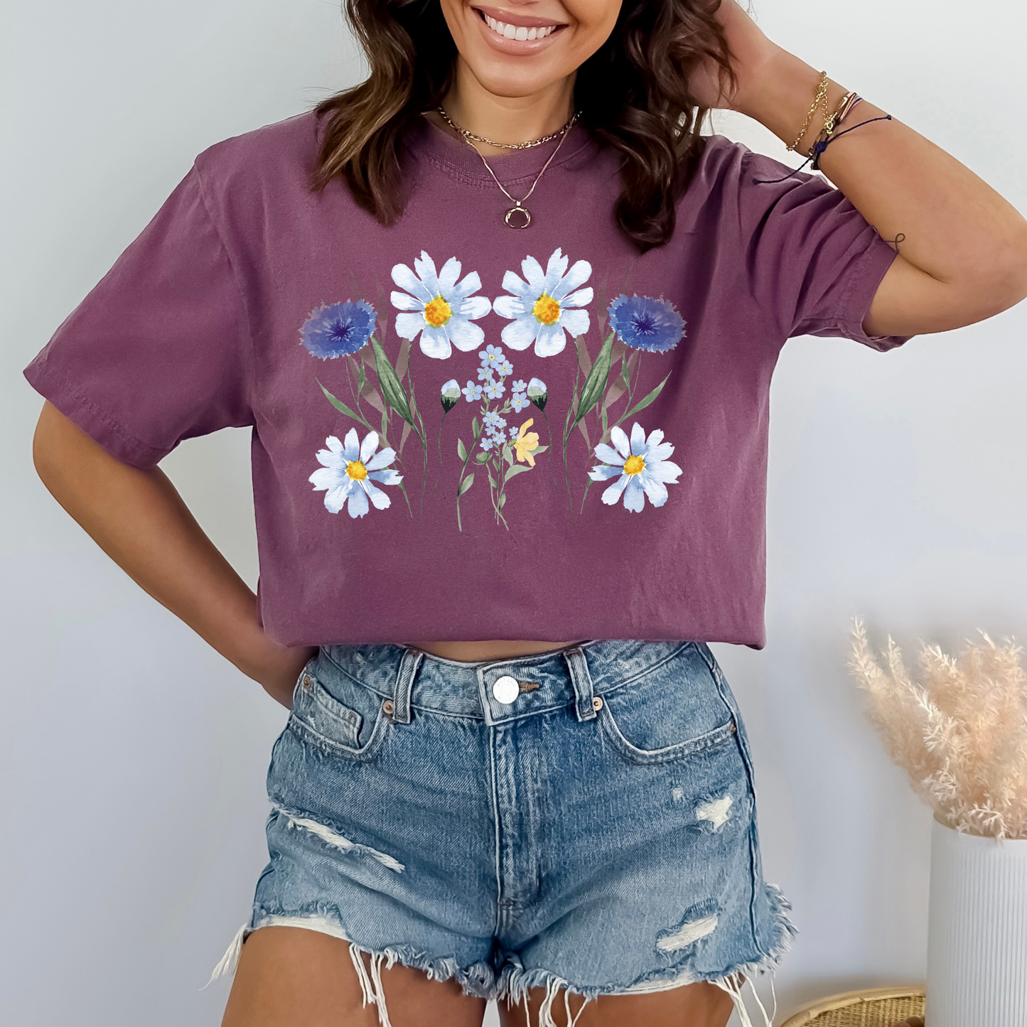 Watercolor Wildflower Boho Style Top