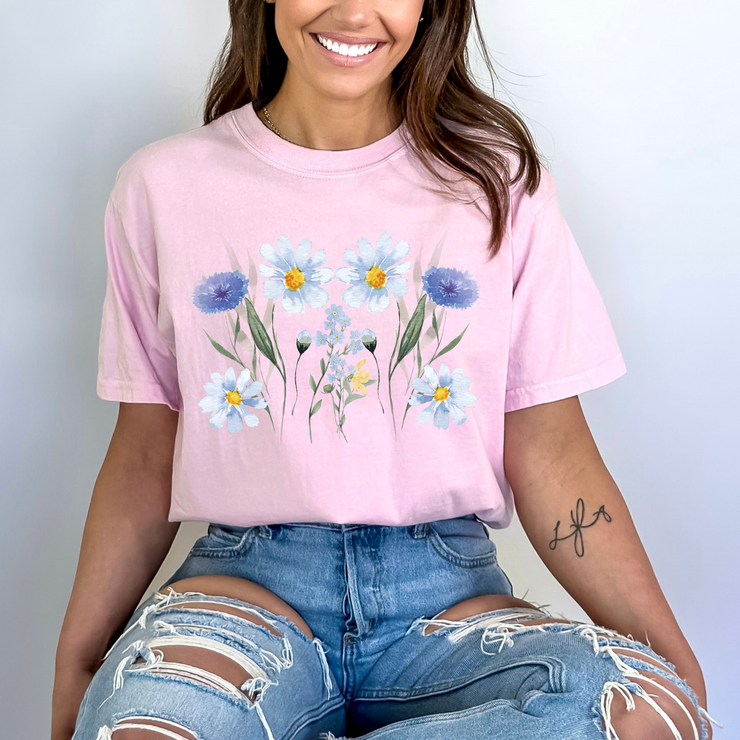 Watercolor Wildflower Boho Style Top