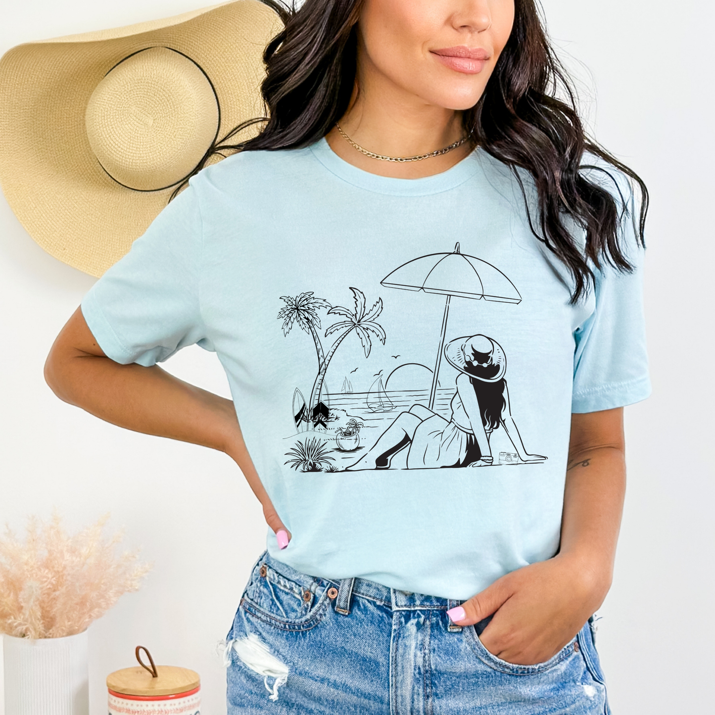 Summer Beach Tee - Girl Enjoying Summer