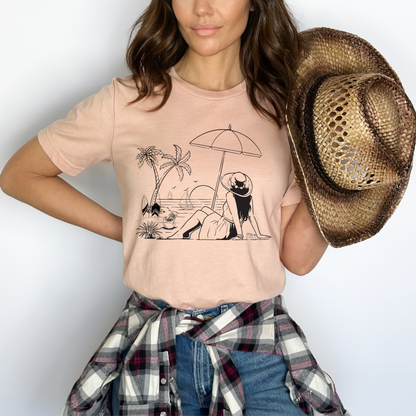 Summer Beach Tee - Girl Enjoying Summer