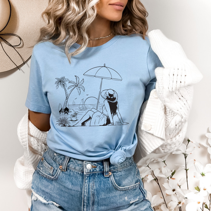Summer Beach Tee - Girl Enjoying Summer