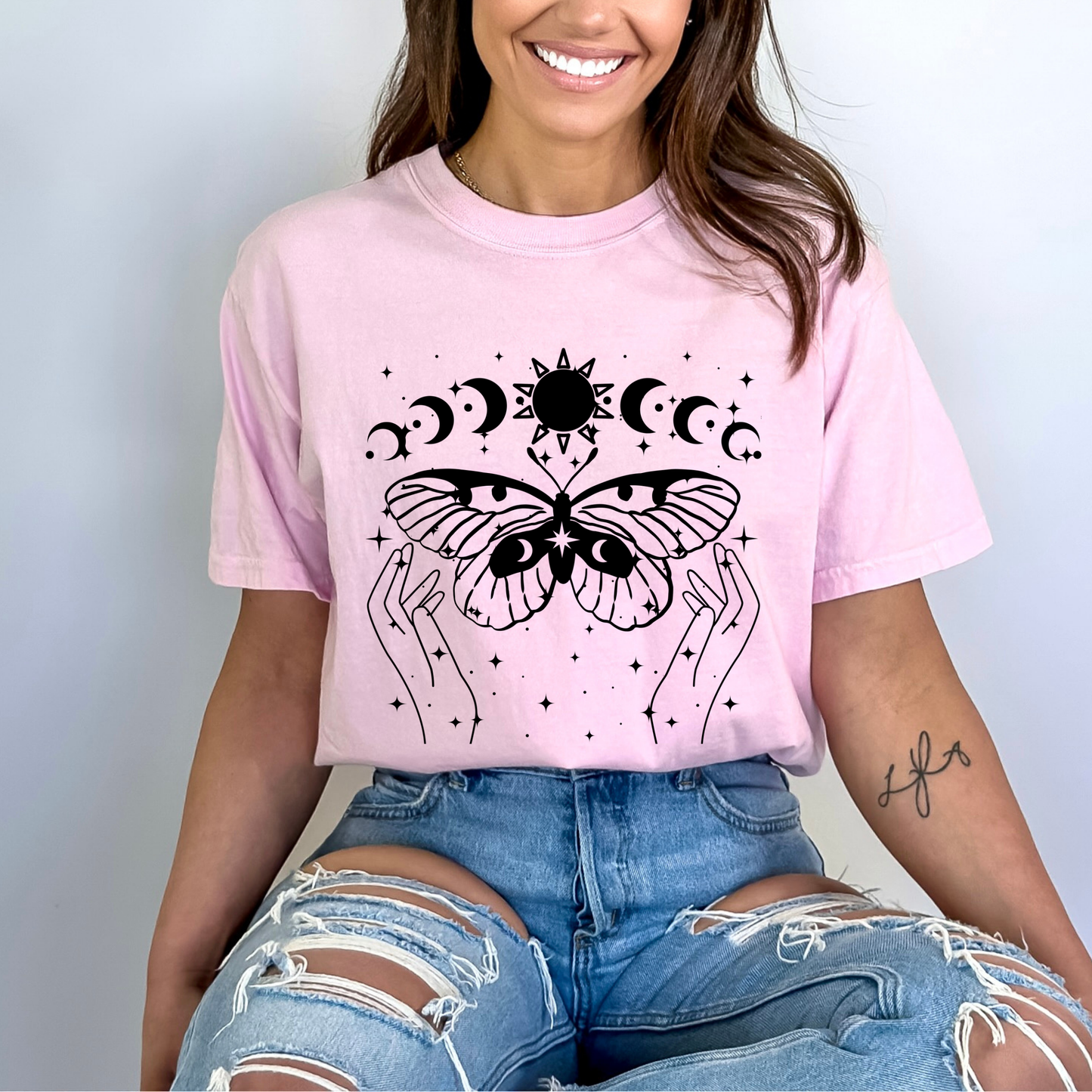 Celestial Moon Phases Butterfly T-Shirt