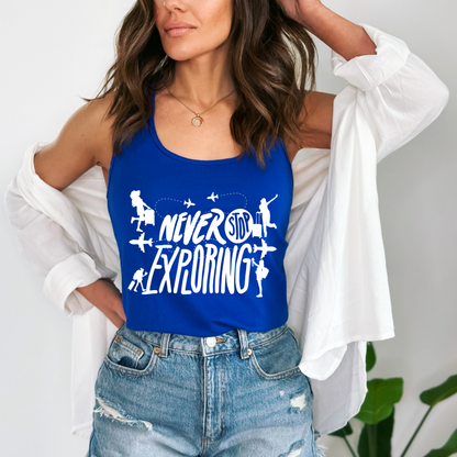 Never Stop Exploring Racerback Tank