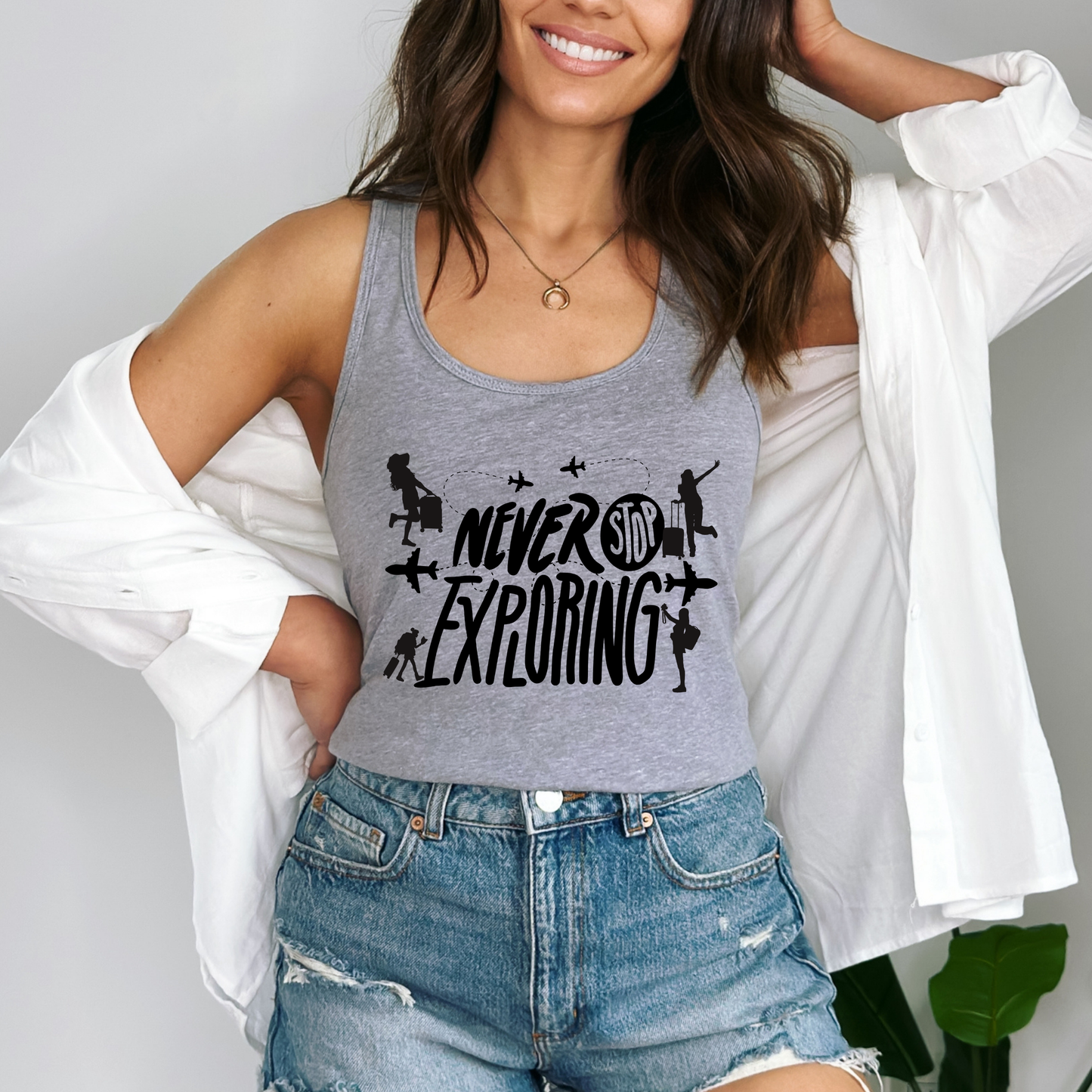 Never Stop Exploring Racerback Tank