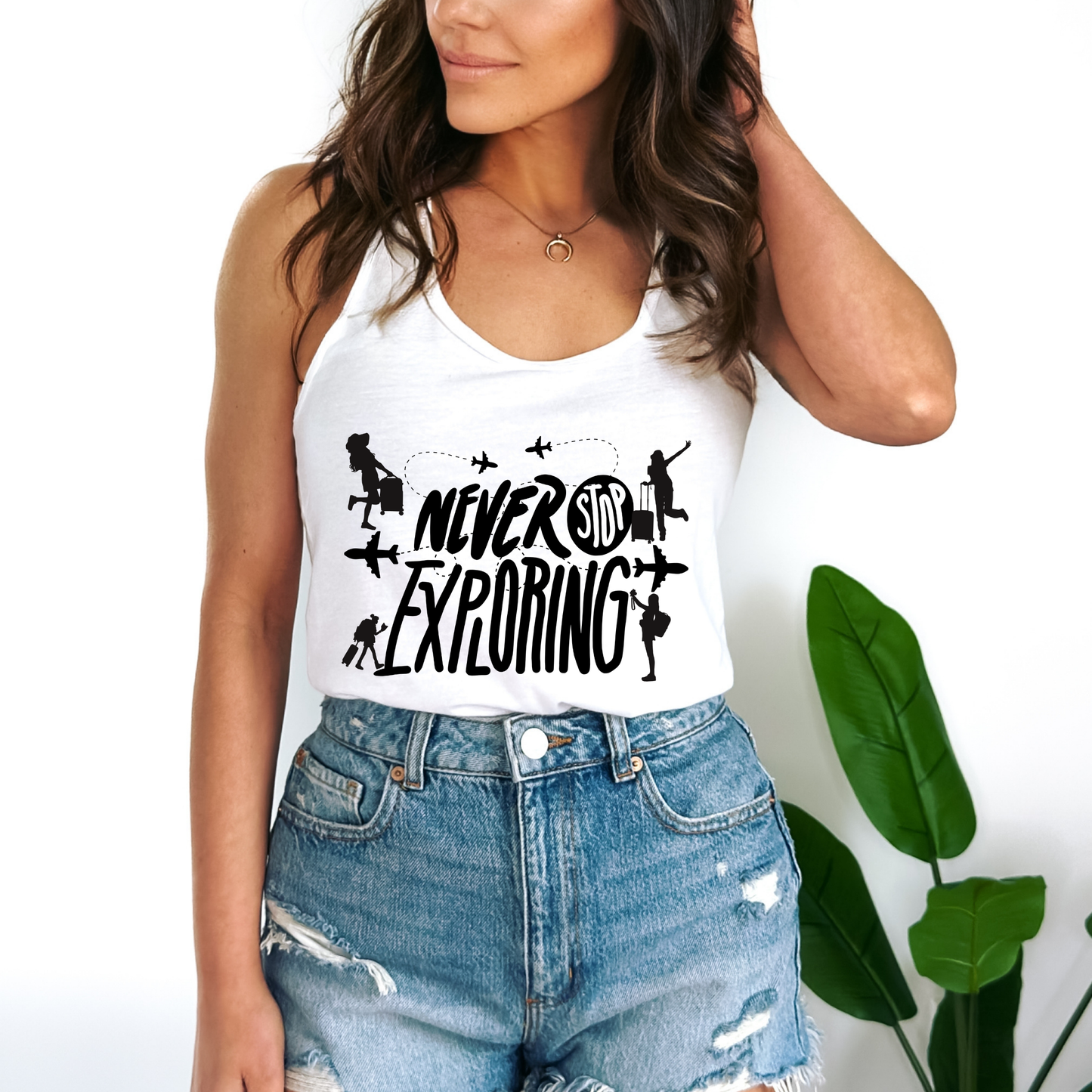 Never Stop Exploring Racerback Tank