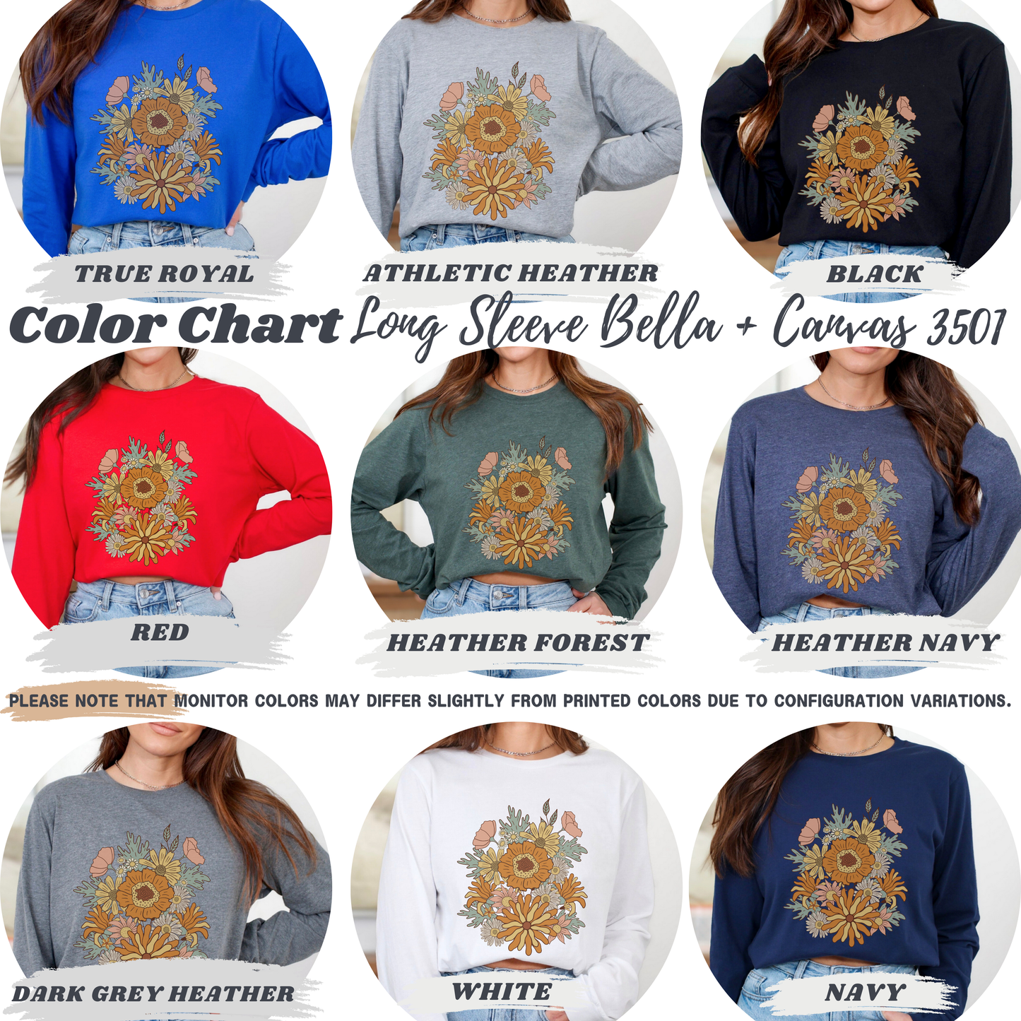 Retro 70s Groovy Flower Long Sleeve