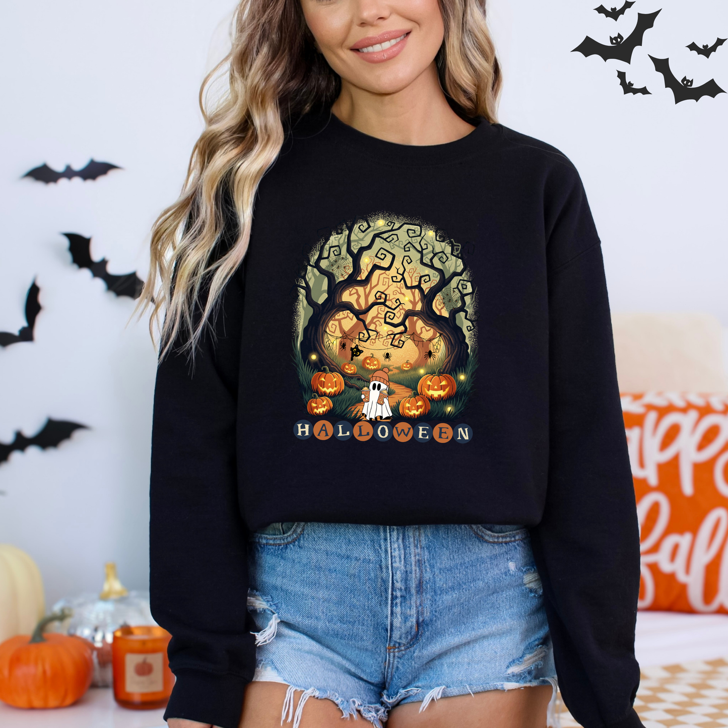 Retro Halloween Pumpkin Ghosts Sweatshirt