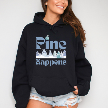 Pine Happens Winter Forest Hooded Sweatshirt