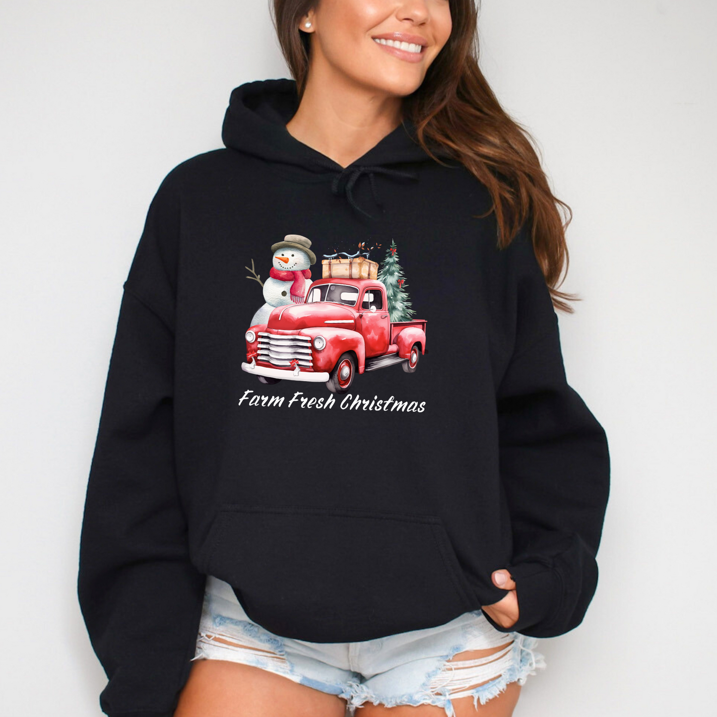Farm Fresh Christmas Vintage Red Truck Sweatshirt