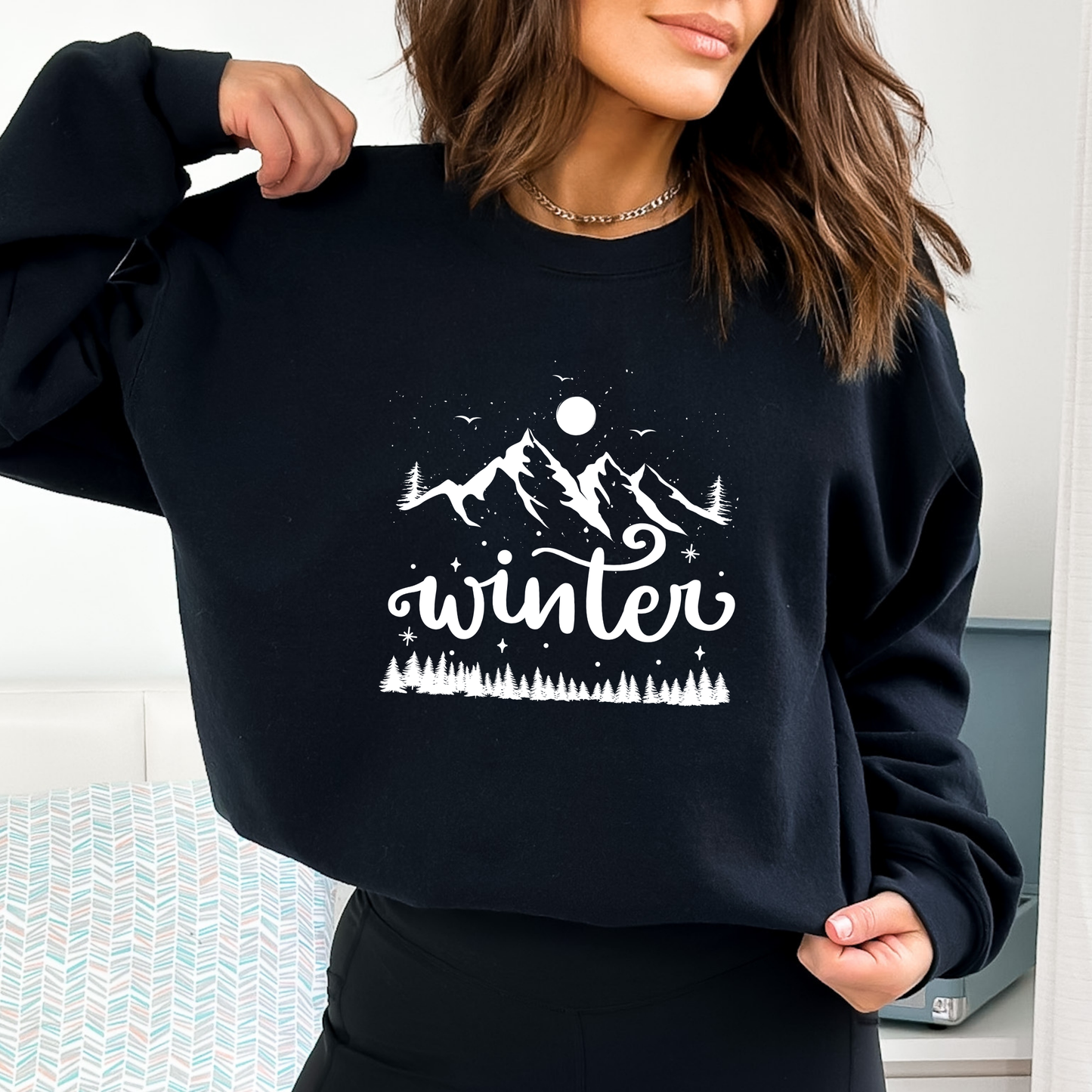 Winter Mountain Scene Sweatshirt