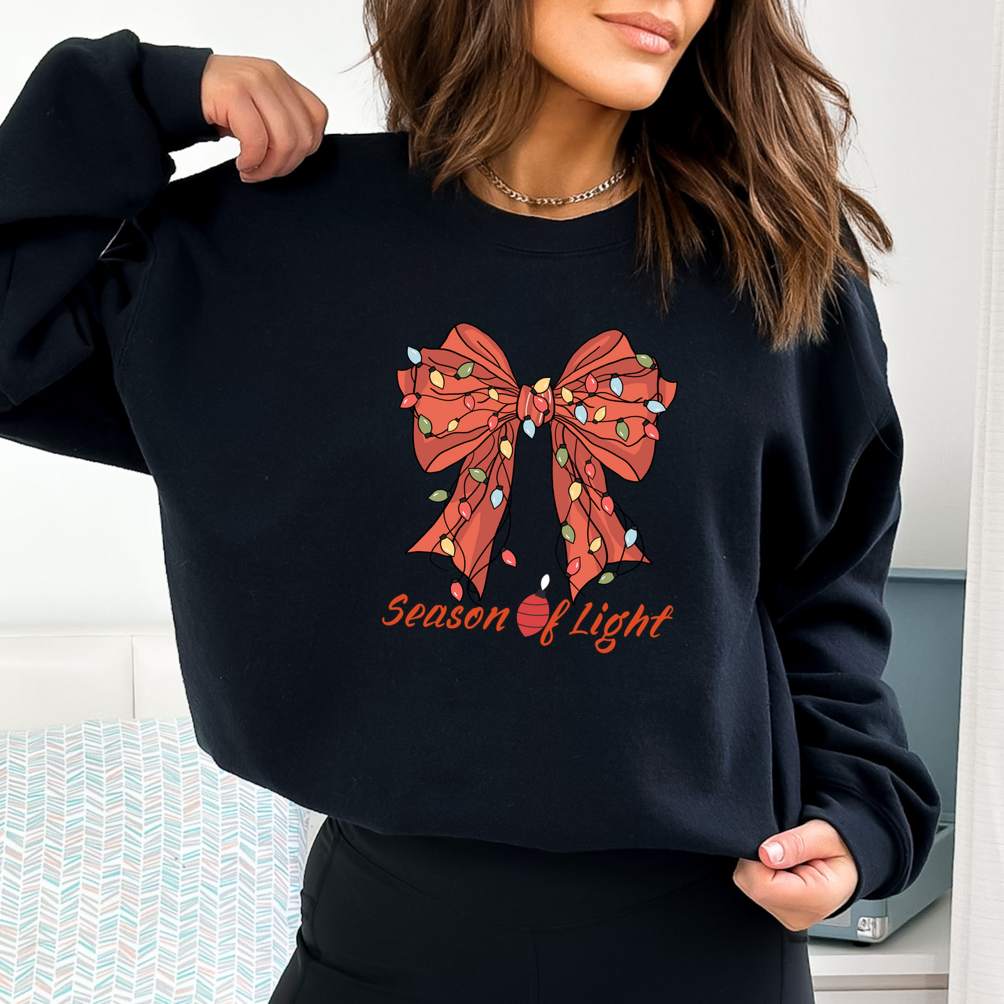 Holiday Lights Bow Sweatshirt