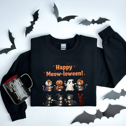 Cute Cat Happy Meow-loween Sweatshirt