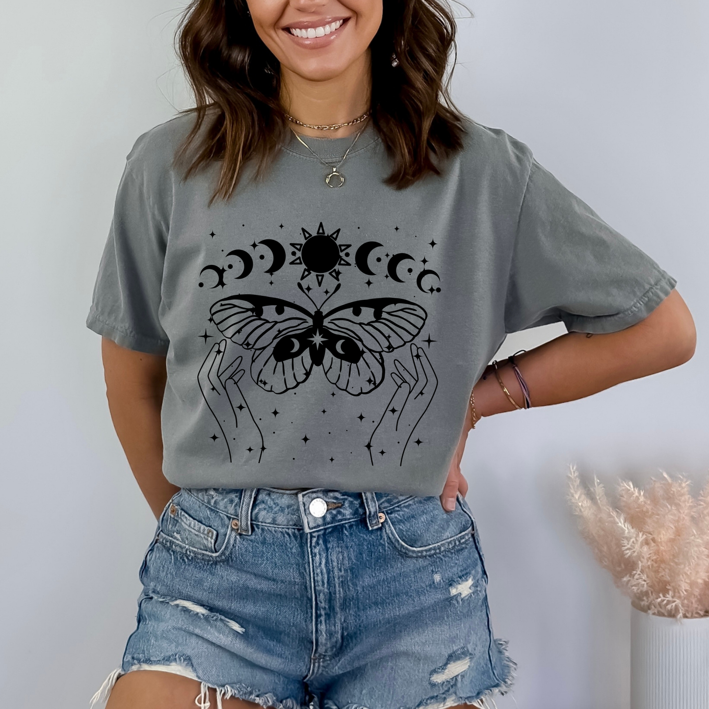 Magic stars hands butterfly, Crescent Moon Phases, Sun and Moon
