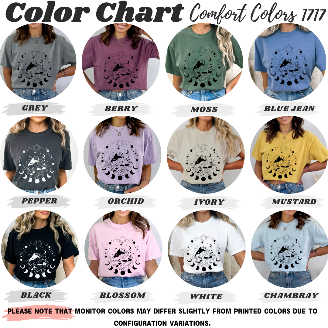 Magic Mushrooms Crescent Moon Phase T-Shirt