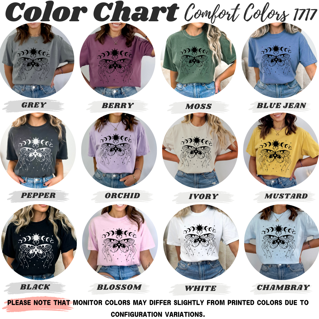 Celestial Moon Phases Butterfly T-Shirt