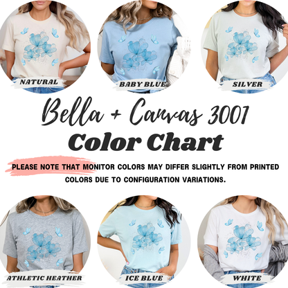 Blue Floral Watercolor Tee
