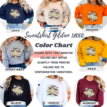 Moonlit Haunt Ghosts, Bats & Spiderwebs Halloween Sweatshirt
