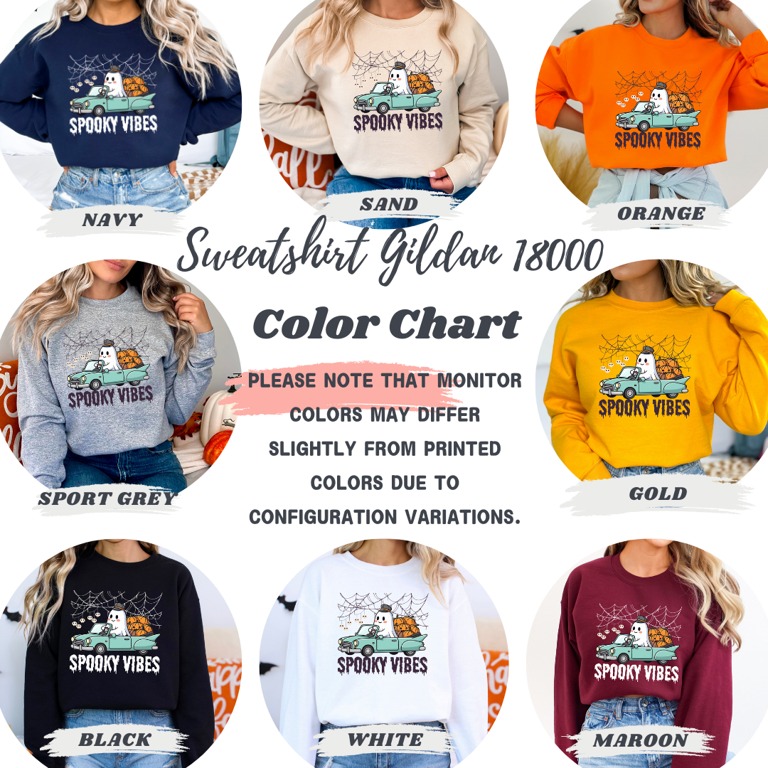 Retro Ghost Spooky Vibes Road Trip Halloween Sweatshirt