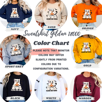 Felines and Fiends Cute Ghost Cat Halloween Sweatshirt