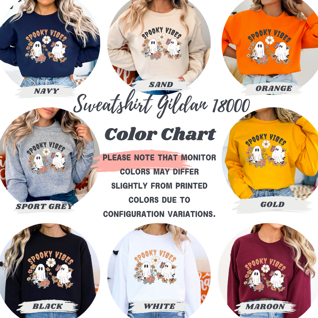 Spooky Vibes Floral Ghosts Halloween & Butterfly Sweatshirt