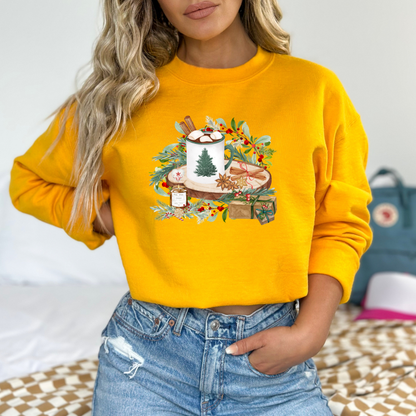Cozy Christmas Mug & Pine Candle Sweatshirt