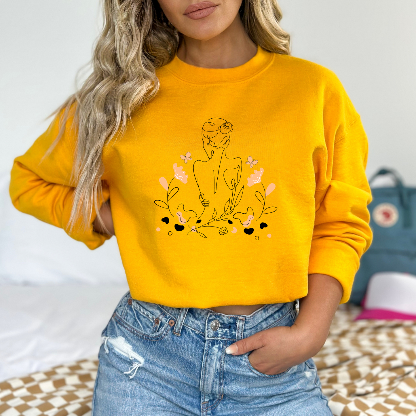 Boho Abstract Woman Line Art Sweatshirt