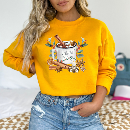 Rustic Holly and Berries Winter Mug Graphic Sweatshirt