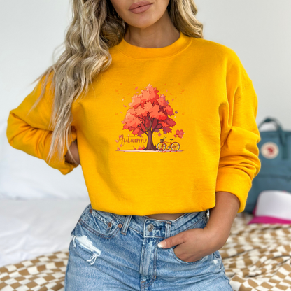 Fall Leaves, Tree & Bicycle Sweatshirt