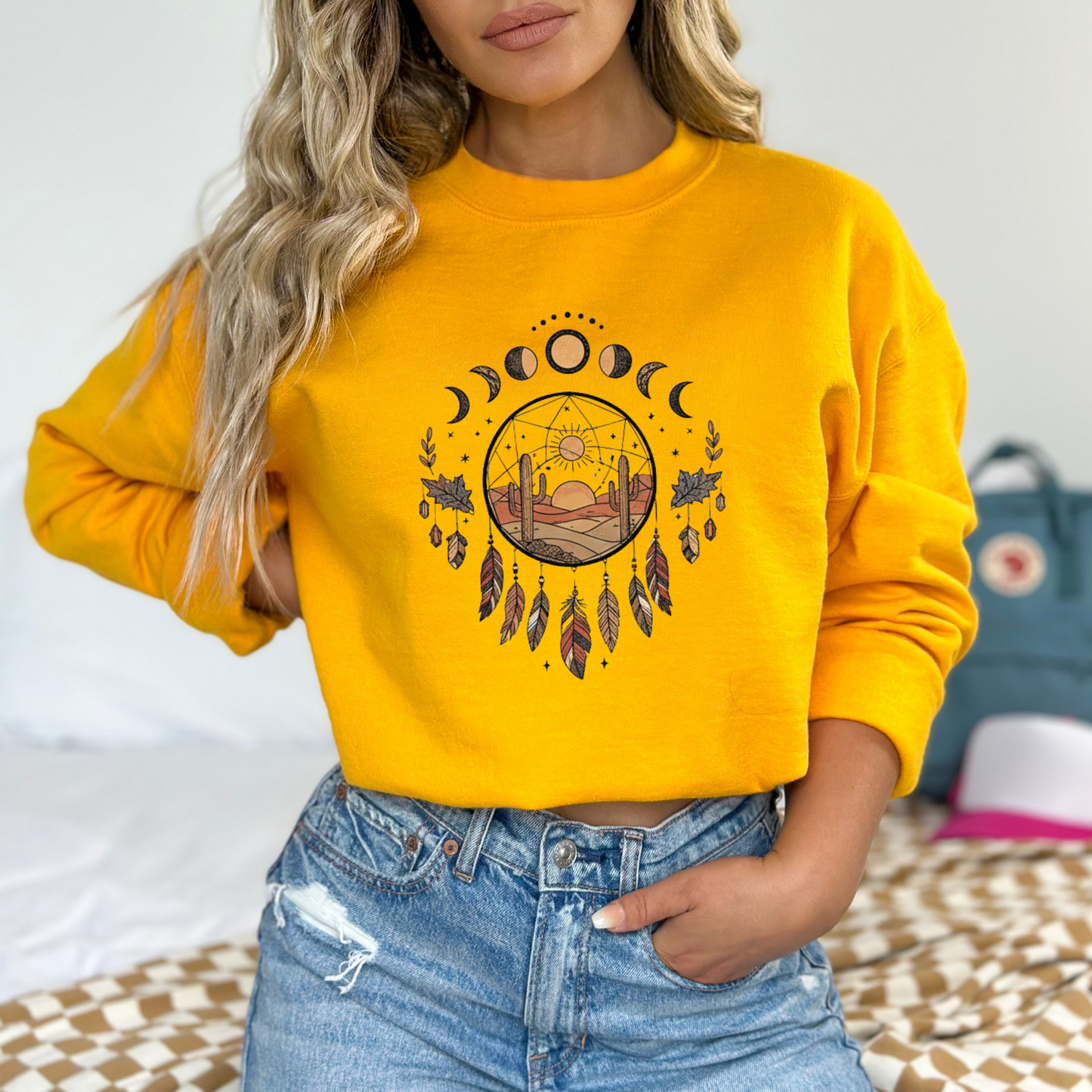 Boho Moon Phases Dream Catcher Sweatshirt