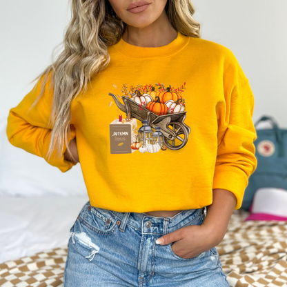 Rustic Fall Pumpkin Wheelbarrow Sweatshirt