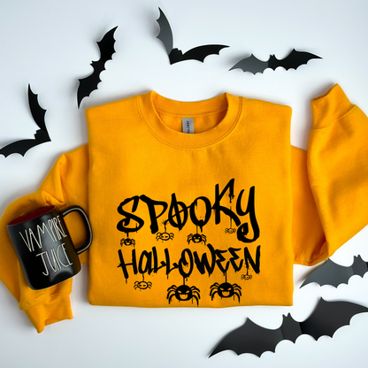 Spooky Halloween Dripping Graffiti Text & Spiders Sweatshirt
