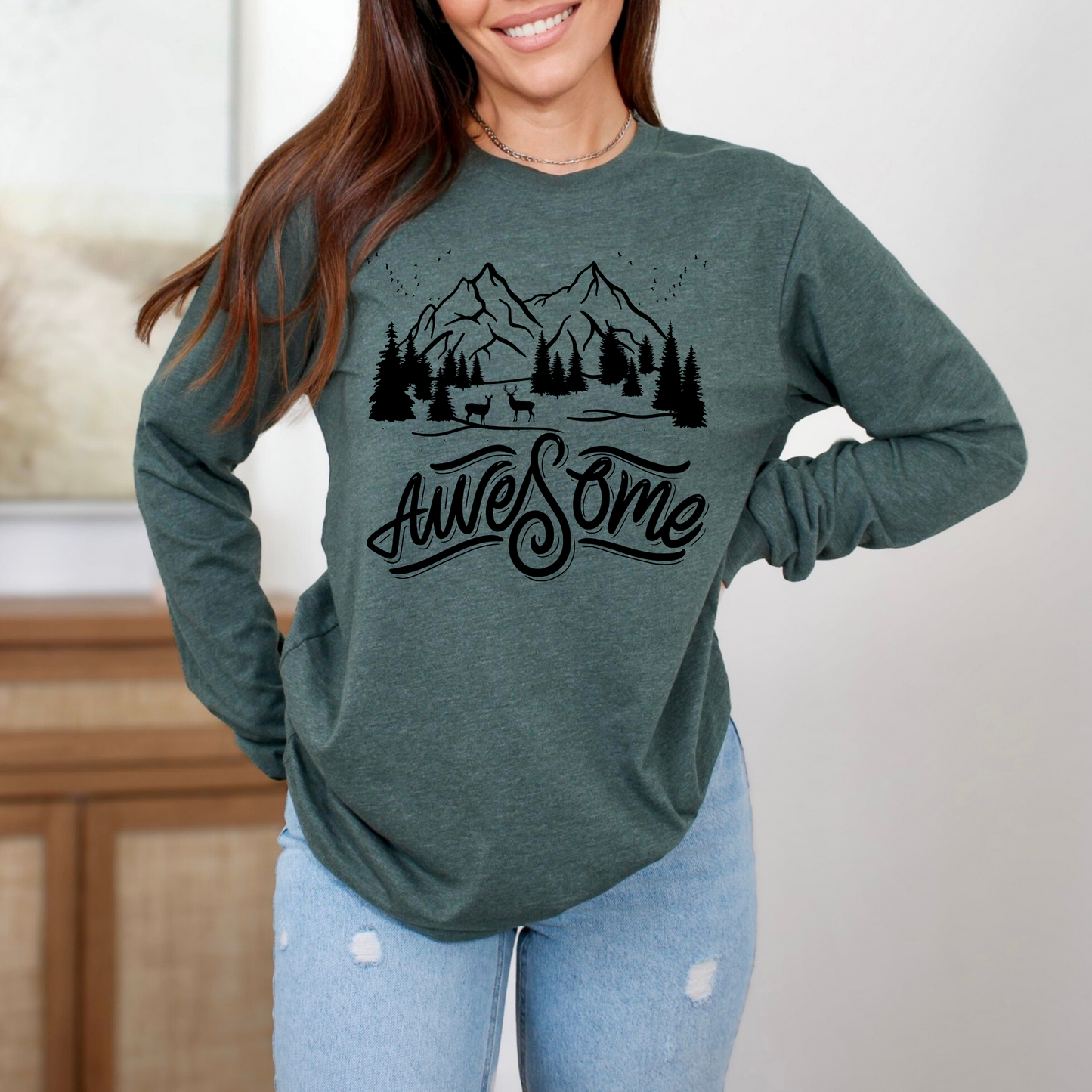 Awesome Adventure Long Sleeve Tee - Nature-Inspired Graphic Shirt