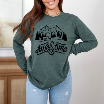 Awesome Adventure Long Sleeve Tee - Nature-Inspired Graphic Shirt