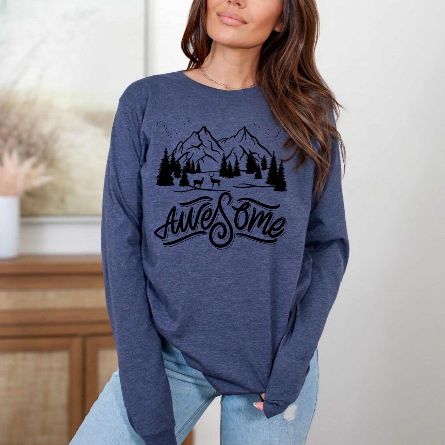 Awesome Adventure Long Sleeve Tee - Nature-Inspired Graphic Shirt