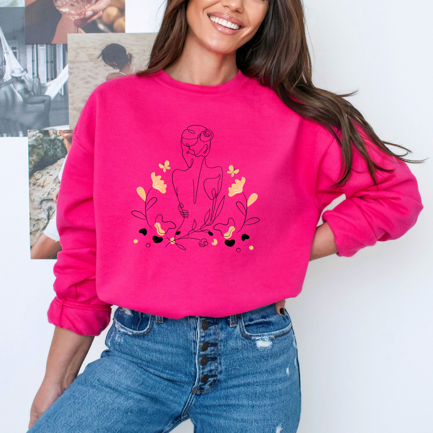 Boho Abstract Woman Line Art Sweatshirt