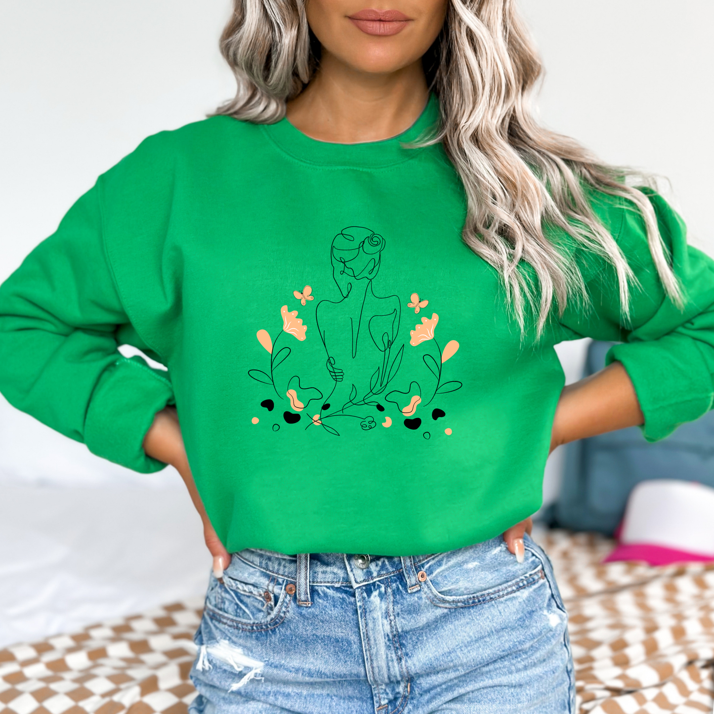 Boho Abstract Woman Line Art Sweatshirt