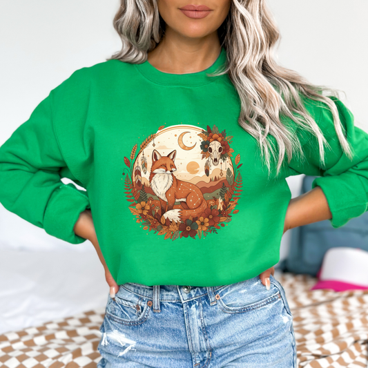 Woodland Spirit of the Harvest Fox & Skull Sweatshirt