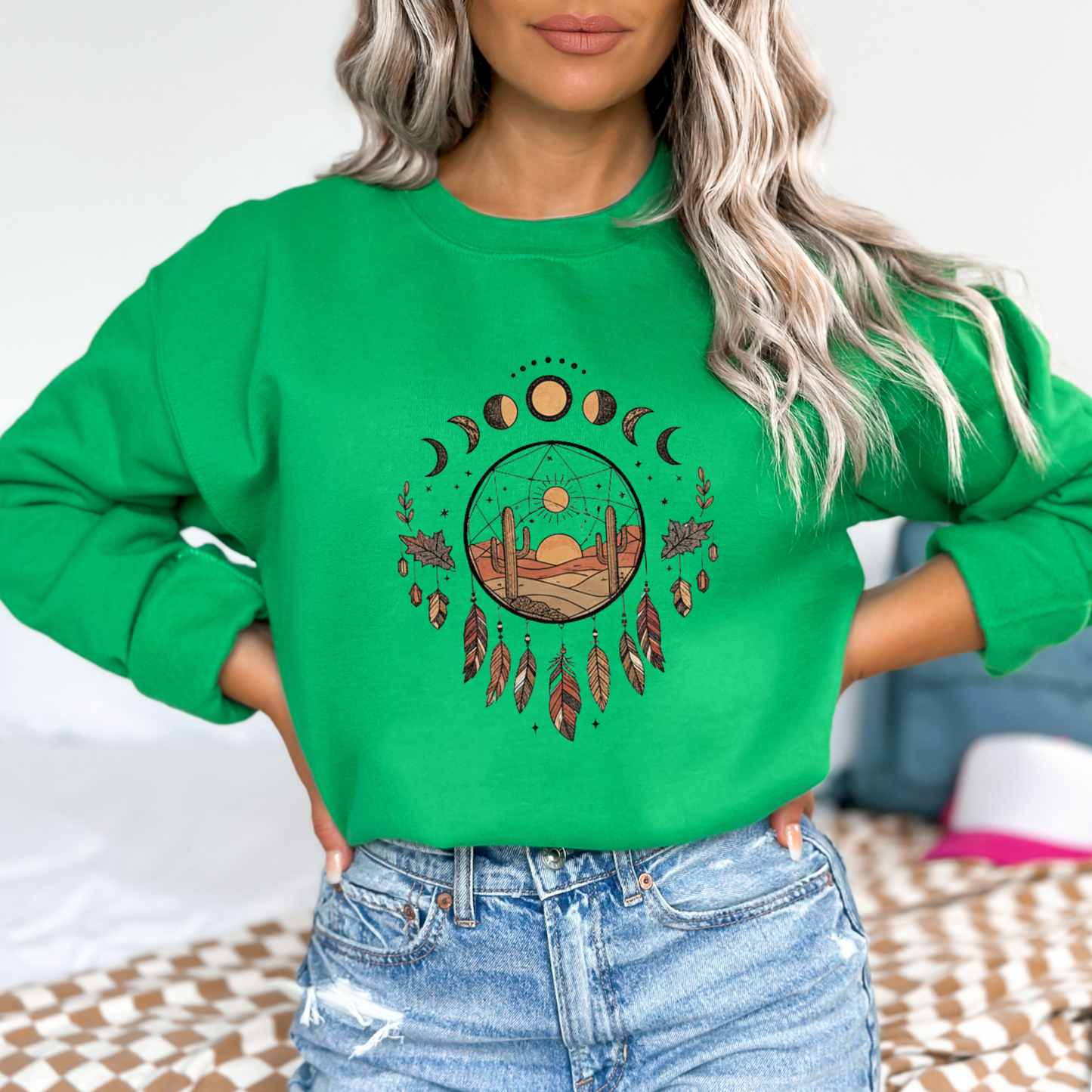 Boho Moon Phases Dream Catcher Sweatshirt