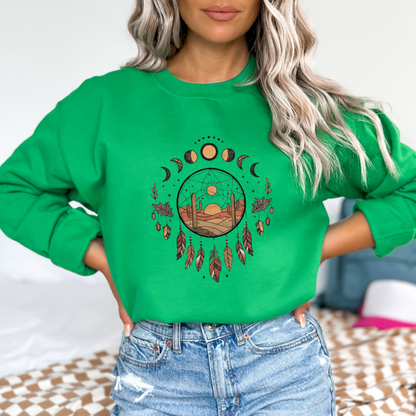 Boho Moon Phases Dream Catcher Sweatshirt