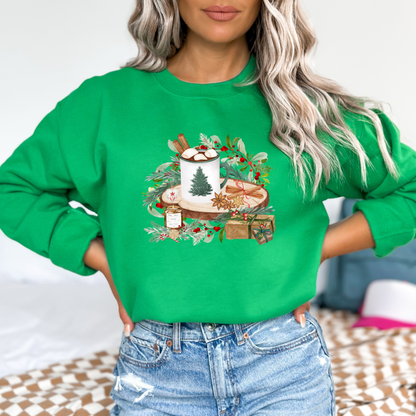 Cozy Christmas Mug & Pine Candle Sweatshirt
